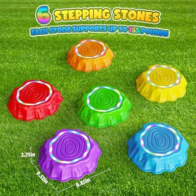 Flooyes Stepping Stones for Kids, 6pcs Light up & Music Non-Slip Stepping Stones, Sensory Toy for Toddler Balance & Coordination Skills, Indoor & Outdoor Toys, Toys for Toddlers Ages 3-5 - Image 6