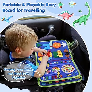 Busy Board for Toddlers Boys Girls Montessori Toys for 1 2 3 4 Year Old, Busy Book Preschool Learning Activities with Alphabet Number, Animal Travel Toys Birthday Gifts for Plane Car Motor Skills - Image 7