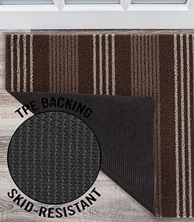 Nautica - PVC Loop Utility Mats | Indoor/Outdoor | Slip-Resistant | Mat for Kitchen, Garage, Laundry Room, Foyer, & More | Stripe Modern Design Doormat | Measures - 16 x 24 | Brown - Image 3