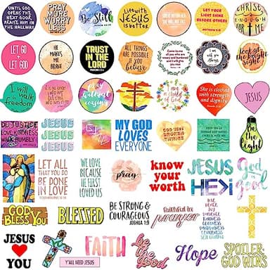 220Pcs Inspirational Christian Stickers, Waterproof Bible Verse Jesus Stickers for Water Bottles Laptop Scrapbook Journaling Planner, Bible Study Vision Board Supplies Christian Easter Gifts for Kids - Image 2