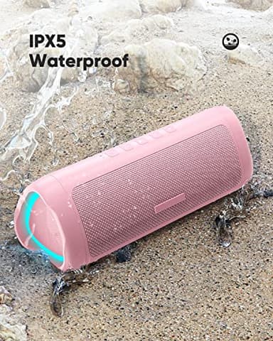Bluetooth Speaker with HD Sound, Portable Wireless, IPX5 Waterproof, Up to 20H Playtime, TWS Pairing, BT5.3, for Home/Party/Outdoor/Beach, Stocking Stuffers, White Elephant Gifts for Adults (Pink) - Image 7