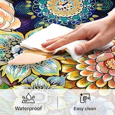 Tubeamin Boho Floral Kitchen Rugs Mats for Floor 2 Piece Memory Foam Padded Kitchen Mats Anti Fatigue Non Slip Cushioned Comfort Standing Mat, 17.3x28+17.3x47 Inch - Image 7