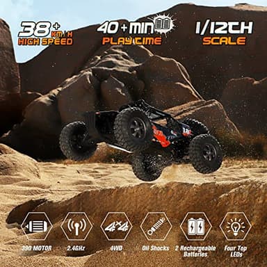 HAIBOXING Remote Control Car,1:12 Scale 4x4 RC Cars Protector 38+ KM/H Speed, 2.4G All-Terrain Off-Road Truck Toy Gifts for Boys and Adults Included Two Rechargeable Batteries Provide 40+ Min Playtime - Image 2