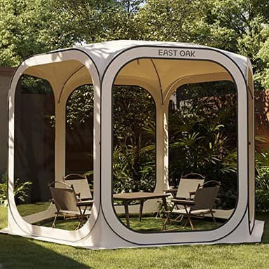 EAST OAK Screen House Tent Pop-Up, Portable Screen Room Canopy Instant Screen Tent 10 x 10 FT with Carry Bag for Patio, Backyard, Deck & Outdoor Activities, Beige - Image 1