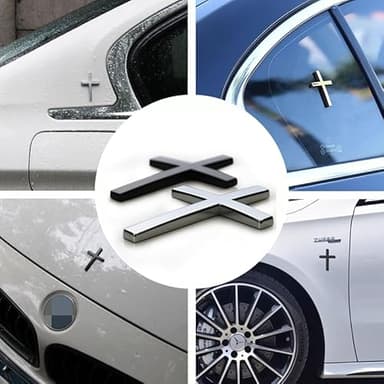 3D Christian Cross Car Decal - Metal Jesus Stickers for Cars, Trucks, SUV, Bible Religious Auto Emblem, Waterproof Chrome Silver Adhesive Backing (Silver*2) (Silver) - Image 5