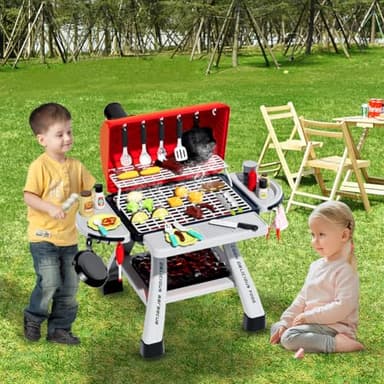 Barbecue Grill Toy Set, Kids BBQ Grill Playset with Smoke Sound Light Simulation Camping Cooking Interactive Toys Christmas Birthday Gift for Toddlers Girls Boys 2-6 - Image 7