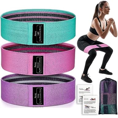 Renoj Resistance Bands, Yoga Starter Sets for Women and Men, 3 Set of Stretch Exercise Workout Bands for Booty Legs, Elastic Pilates Flexbands - Image 1