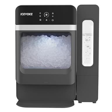 ICEVOKE Countertop Nugget Ice Maker with Side Water Tank, Self-Cleaning Ice Machine with Ice Scoop, 34 lbs/Day Chewable Ice, Ready in 10 Mins, Black - Image 1