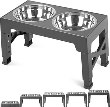 Niubya Elevated Dog Bowls with 2 Stainless Steel Dog Food Bowls, Raised Dog Bowl Adjusts to 5 Heights (3.15", 8.66", 9.84",11.02", 12.2") for Small Medium and Large Dogs - Image 2