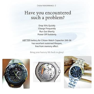 Abtter for Citizen Watch Capacitor Battery,Model 295-5600 MT920 295-56, Compatible with Eco Drive C650 E810 E811 7821 B620 - Image 2