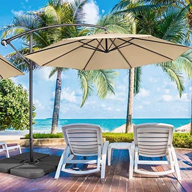 Yaheetech 4-Piece Umbrella Base Outdoor Umbrella Stand Square Shaped Cantilever Offset Filled with Water or Sand for Garden, Backyard and Poolside, Black - Image 2