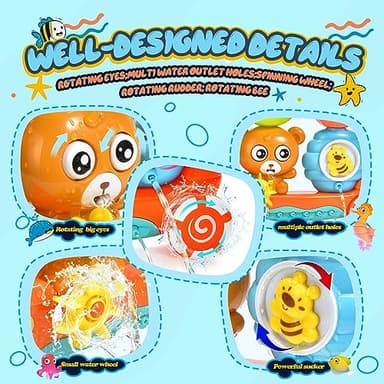 Baby Bath Toys for Kids Ages 1-3 Toddler Bath Toy Bear Bathtub Toys for Babies 12 Months Boys Girls Infant Water Tub Toys 1 2 3 Year Olds Preschool Learning Gift - Image 4