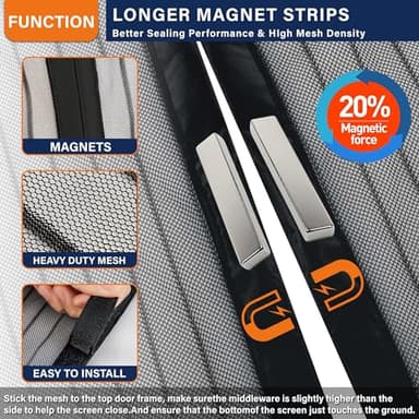 Mesh Screen with Magnetic Closure-Keeps Bugs Out Let Breeze in, Heavy Duty - Pet and Kid Friendly, Works with Front, Sliding Doors (38 x 82 Inch) - Image 3