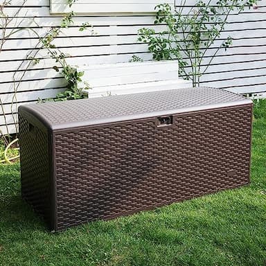 Amazon Basics Outdoor Patio Storage Box 150 Gallon Deck Box, Waterproof and Weather-resistant, Furniture Cushions Garden Tools, Brown - Image 10
