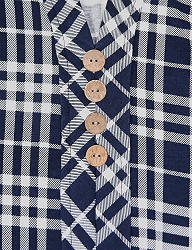 MOQIVGI Ladies Tops Plaid Print Tee Blouse Split V Neck Short Sleeve Checker Pattern Modern Fit Polyester Stretchy Shirt Woman Daily Wear Clothing Blue White Large - Image 4