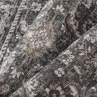 WondRg 2x8 Washable Runner Rug Black Vintage Distressed Hallway Kitchen Non Slip Low Pile Area Rug Living Room Bedroom Throw Rug Soft Indoor Carpet for Entrance Laundry Dining Room Bathroom - Image 7