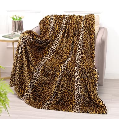 Bnuitland Leopard Print Fleece Flannel Throw Blanket, 300 GSM Double Sided Cheetah Print Blanket for Bed Sofa Couch Travel, Super Soft Fuzzy Fluffy Lightweight for Adults and Kids, 50×60 inch - Image 1