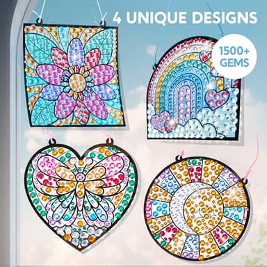 Klever Kits 4PCS Window Art Suncatcher Kits, Fun Gem Painting Kits, Diamond Art and Crafts for Boys Girls, Great Crafts Gift for Kids Birthdays Christmas Ages 6+ - Image 2