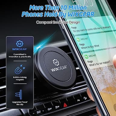 Magnetic Phone Holder for Car, WixGear [2 Pack] Universal Air Vent Magnetic Phone Mount for Car, Car Phone Holder Mount for Cell Phones and Mini Tablets with 4 Metal Plates - Image 4