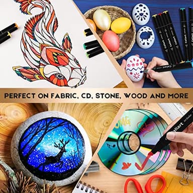 Caliart Markers, 100 Colors Dual Tip Art Markers Sketch Pens Permanent Alcohol Based, with Case for Adult Artist Halloween Drawing Sketching (Black Barrel) - Image 7