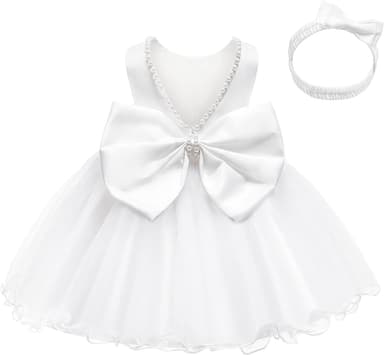 LZH Baby Girls Dress Ruffle Lace Backless Bowknot with Headwear Pageant Party Flower Wedding Dresses - Image 2