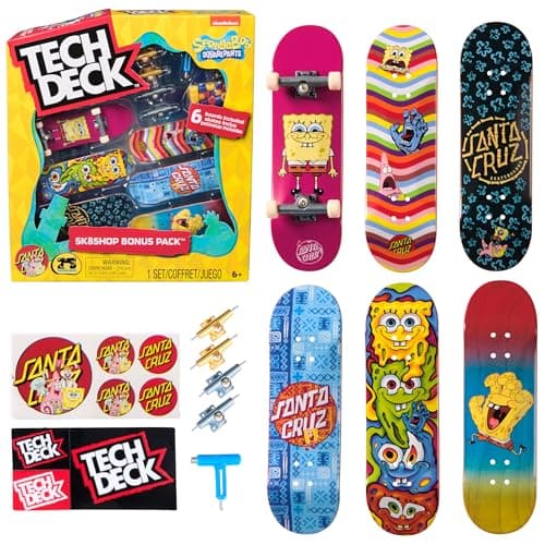 TECH DECK, Spongebob Sk8shop Fingerboard Bonus Pack, Collectible and Customizable Mini Skateboards, Kids Toys for Ages 6 and up - Image 1