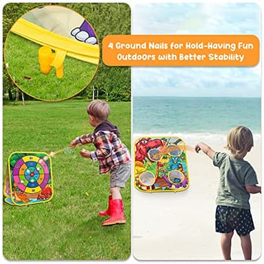 Bean Bag Toss Game for Kids - Cornhole Board Outdoor Toys for Toddlers -Party Activities Carnival Outside Yard Backyard Beach Lawn Games Toy for Kid Boys Girls Age 3 4 5 6 7 8 Year Old Birthday Gifts - Image 4