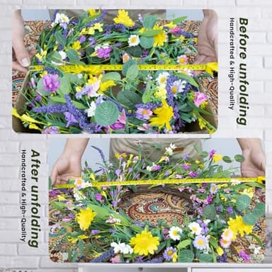 LLZLL Spring Wreath 22" Spring Wreaths for Front Door Artificial Summer Wreath with Eucalyptus Leaf Lavender Daisy for Indoor Outdoor Home Decor Festival Celebrations - Image 5