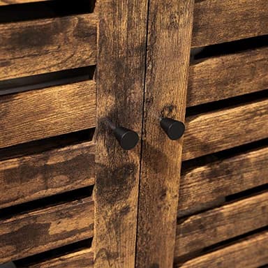 VASAGLE Lowell Storage Cabinet, Sideboard with Adjustable Shelves and Louvered Doors, Industrial, 13" D x 44.9" W x 29.5" H, Rustic Brown - Image 8