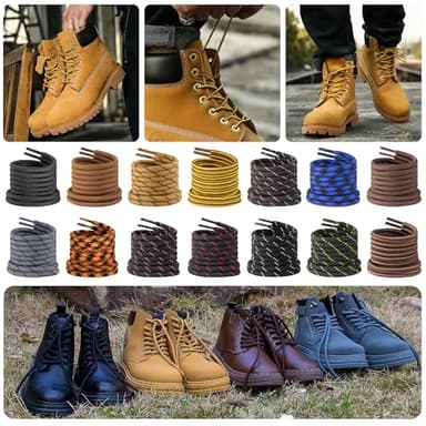 LyloLyla Black Red Heavy Duty Work Boot Laces, Strong Round Shoelaces for Hiking, Trainers, Walking, Safety Shoes, Thick Replacement Strings 48" (120cm)-2 Pairs - Image 7