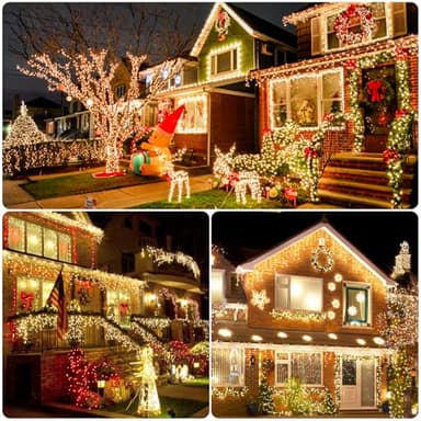 Lycklig String Solar Lights Outdoor Waterproof - 200 LED Extra-Long 82ft Solar Lights Outdoor String - Solar Powered Strings Light Waterproof for Tree Patio Garden Party Decorations Warm White - Image 3