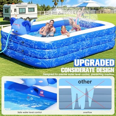 Inflatable Pools with Sprinkler,Upgraded Elephant Inflatable Swimming Pool,Kids Pools for Backyard,Large Inflatable Pool for Adults Blow up Pools,Oversized Thickened Family Inflatable Pool-Blue - Image 6
