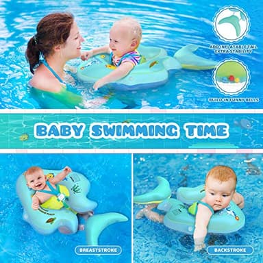 No Flip Over Baby Pool Float with Canopy UPF50+ Sun Protection, Sponge Safety Support Bottom, Fun Gifts Water Toys Accessories Inflatable Baby Swim Floats for Pool 3-36 Months - Image 6