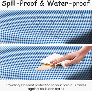 14 Pack Plastic Blue Gingham Checkered Picnic Tablecloth 54x108 in. Rectangle Disposable Table Covers - Disposable Table Cloths For Parties, Birthdays, Weddings Party Tablecloth Pack Indoor - Outdoor - Image 4