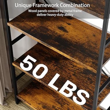Shintenchi Bookshelf, Arched Bookshelf 5 Tier Bookcase, Tall Shelf for CDs/Books, Home Office Shelf Storage Organizer, Modern Book Shelf for Bedroom/Living Room, Rustic Brown - Image 6