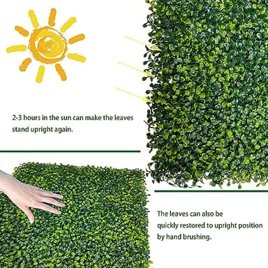 ODTORY Artificial Boxwood Roll Panels,48 X 120 in(40 sqft) UV-Anti Artificial Ivy Privacy Fence Wall Screen for Indoor Outdoor Green Grass Wall Decor & Ivy Fence Covering Privacy - Image 5