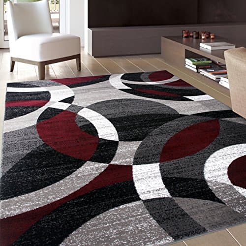 Rugshop Red Modern Geometric Indoor Area Rug, Overlapping Circle Pattern, Fade Resistant, Non-Shedding, for Living Room, Bedroom and Home Office, 5'3" x 7'3" - Image 1