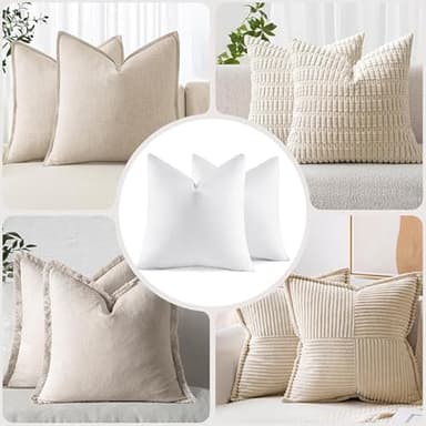 MIULEE 26x26 Euro Pillow Inserts,Set of 2 Down Feather Throw Pillows for Couch Sofa Bed, Decorative Fluffy Throw Pillow Inserts Cotton Fabric,White - Image 7