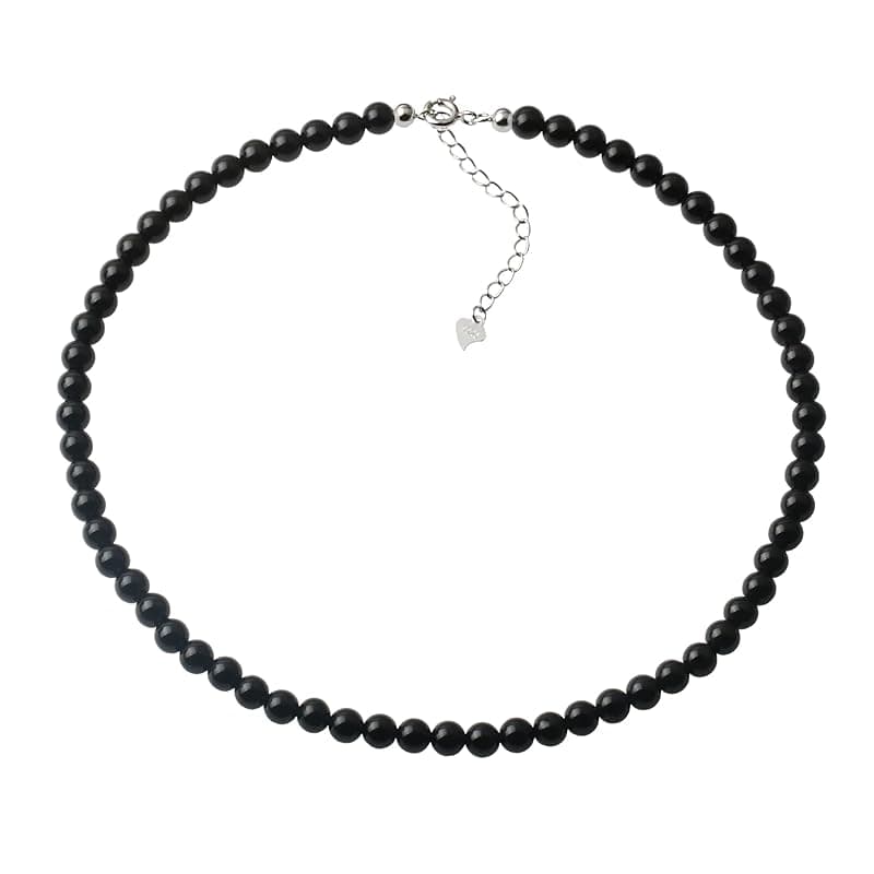 Natural Green Agate Choker Necklace Sterling Silver 6MM Round Beads Strand Necklace for Women - Image 1