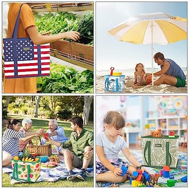 BALEINE 3Pk Reusable Grocery Bags, Foldable Shopping Bags for Groceries with Reinforced Bottom & Handles (Blossom Season) - Image 6