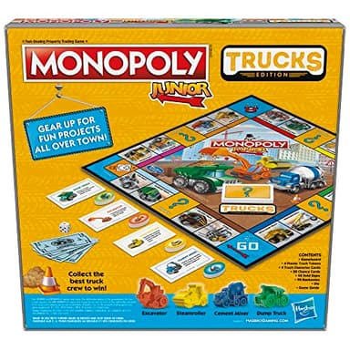 Monopoly Junior Trucks Edition Board Game for Kids Ages 5+, 2-4 Player Kids Games (Amazon Exclusive) - Image 2