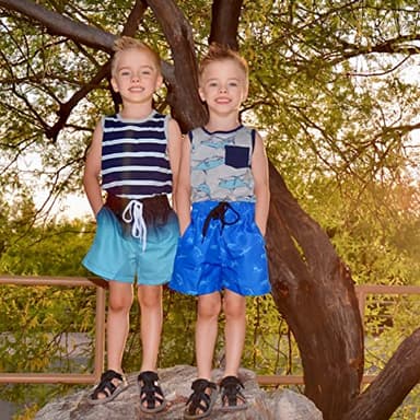 Cozople Big Boys Quick Dry UPF50+ Beach Swim Trunks with Stretchy Boxer Brief Liner Swimming Shorts Novelty Blue Shark Graphic Lightweight Swimwear Bathing Suit Size 10-12 - Image 7