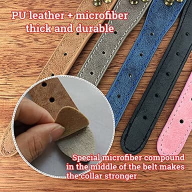 Spiked Studded Dog Collar-Chrome Round Stud Anti-Bite Collar (Blue,M) - Image 3