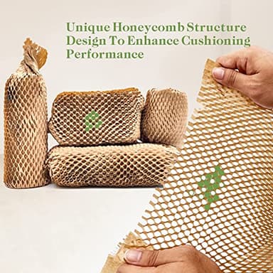 Honeycomb Packing Paper, 15" x 200' Honeycomb Cushioning Wrap Roll for Moving Shipping Packaging Gifts, Recyclable Honeycomb Paper Moving Supplies Bubble Paper Wrapping Protective Roll Khaki - Image 3