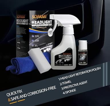 SOPAMI Automotive Headlight Restoration Kit Oxidized and Yellowed Automotive Headlamps Blurring Enhanced Crystallization Coating Refurbisher,Maximum Gloss & Shine – Extremely Hydrophobic - Image 6