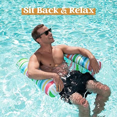 Sloosh 3 Pack 4-in-1 Inflatable Pool Floats Hammock, Water Hammock Lounges, Multi-Purpose Swimming Pool Accessories (Saddle, Lounge Chair, Drifter) for Pool, Lake, Outdoor, Beach (Orange/Red/Blue) - Image 6