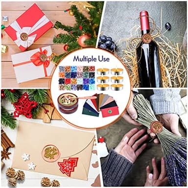 Aottom Wax Seal Stamp Kit with Gift Box, 24 Colors 650 Pcs Beads, Warmer, Envelopes, Candles, Stamp, Metallic Pen for Gift and Decoration - Image 7