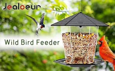 Jealoeur Bird Feeders for Outdoors Hanging Bird Feeder Wild Birds Seed, Black - Image 8