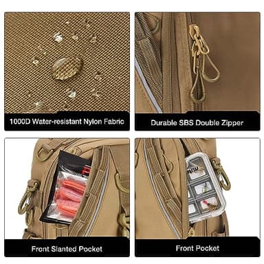 Piscifun Fishing Tackle Backpack with Rod & Gear Holder, Lightweight Outdoor Water-Resistant Fishing Shoulder Storage Bag - Image 5