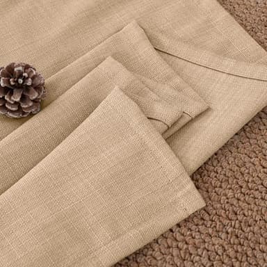 BGment Tan Curtains 84 Inch for Living Room - Light Filtering Faux Linen Look with Burlap Texture, Rustic Farmhouse Window Panels (Set of 2, 52" Wide) - Image 9